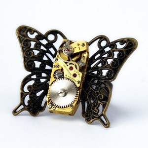 Steampunk Watch Movement Butterfly Ring