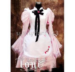 NEW LOLITA MAID GOTHIC DRESS COSPLAY COSTUME PINK/mascot