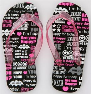 Q-Lia flip-flop sandals black-pink kawaii
