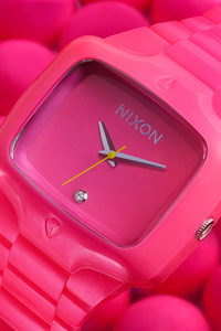 nixon - rubber player watch (fluro #3 - pink)