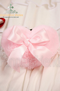 Cutie Lolita Heart Shape Fluffy Fur Hair Band light pink