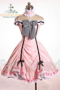 Cute Lolita Open Back Sleeveless Ball Dress Set pink short