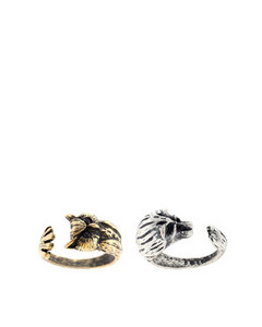 кольца ASOS Set Of Two Carved Animal Rings