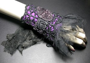 Cuff Vintage Black Lace, Belle Epoque Fabric Wristlet by Tattered Rouge