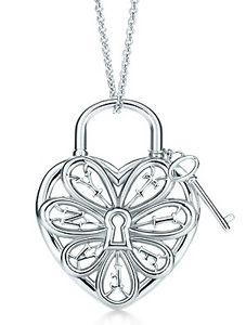 Tiffany Filigree Heart and key pendant