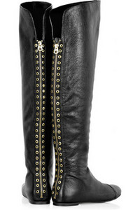 Marc by Marc Jacobs  Eyelet-embellished flat leather boots