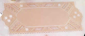 Tan Hardanger Runner with Tulips
