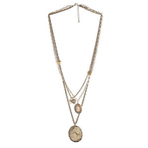 Gold Locket Multirow Necklace