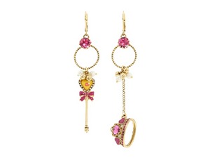 Betsey Johnson Varsity Crush Non-Matching Dangle Earrings