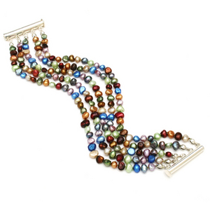 5 Strand Multi-Color Pearl Bracelet