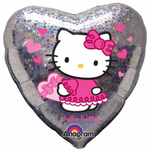 Hello Kitty Hearts Holographic Helium Mylar Balloon 18"