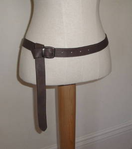 extra long taupe brown leather belt S/M 80cm