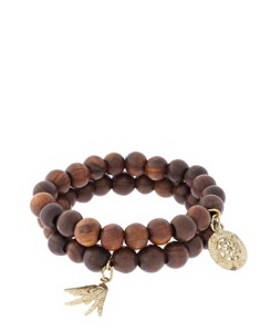 ASOS Pack Of Two Wooden Stretch Bracelets With Charms