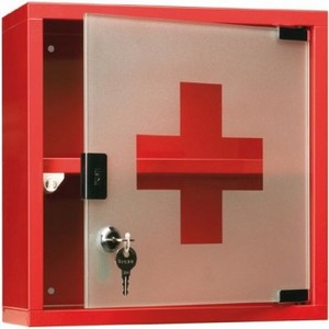 FIRST AID Arzneimittelschrank rot ca. 30 x 30 x 12 cm