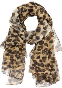 Alexander McQueen leopard skull silk-chiffon scarf