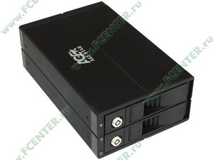 Контейнер Agestar "S2B3A" для 2x3.5" SATA HDD, 1 вент, алюминиевый, черный (USB2.0, e-SATA)