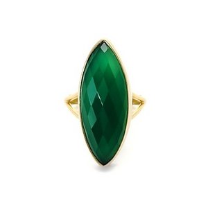 Monica Vinader Green Onyx Faceted Marquise Ring