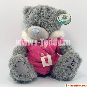 Мишка 23 см в розовом пальто с пряжкой (ME TO YOU)