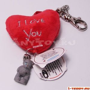 Брелок плюшевый в виде сердца с пластиковым мишкой I LOVE YOU / Я Тебя Люблю / (ME TO YOU)