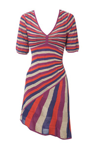 KAREN MILLEN ENGINEERED STRIPE KNITTED DRESS