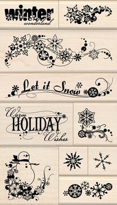 Snowflake Trails Boxed Set - Rubber Stamps