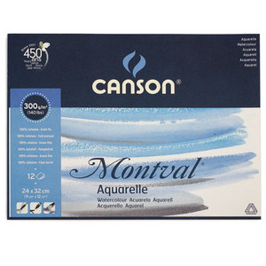 Бумага для акварели Montval Canson 300г/м склейка мелкозернистая 300 г/м, 24&#215;34 см