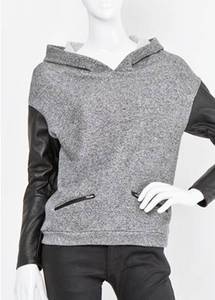 MAJE wool and leather cardigan