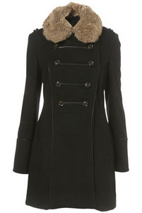 Military Faux Fur Collar Coat  Price: &#163;95.00  Item code: 07A17XBLK  Colour: BLACK