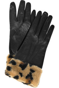 Miu Miu   Leopard-trimmed leather gloves  $540
