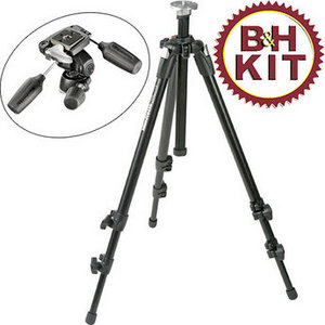 Manfrotto 055XDB Tripod Legs (Black) with 804RC2 3-Way Pan/Tilt Head