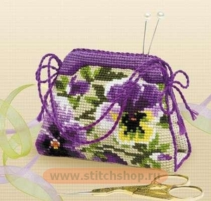 Риолис / 1039 "Игольница "Сумочка с анютиными глазками"