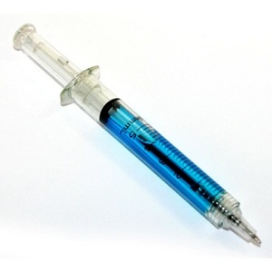 Ручка шариковая "Шприц", цвет: голубой