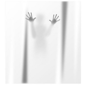 DEATHLY SCARY SHADOW SHOWER CURTAIN