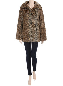 Leopard print faux fur coat