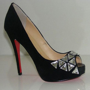 Christian Louboutin Black Suede Bling Diamonds Pumps