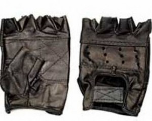кожаные черные перчатки без пальцев