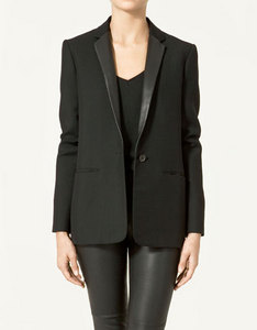 STUDIO BLAZER WITH LEATHER LAPEL