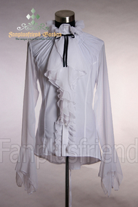 Elegant Gothic Chiffon Pleated Lace Shirt&Cravat white