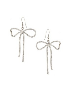 River Island Grey Rhinestone Bow Earrings