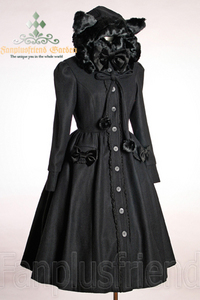 Sweet Gothic Lolita Thick Wool Catty Hood Coat