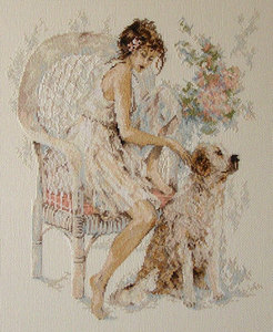 Lanarte 33826 Girl in Cair with Dog