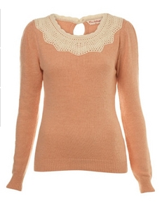 Coral Crochet Collar Top