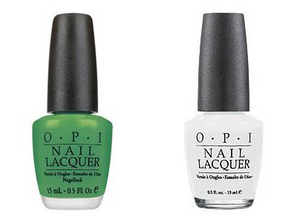 белый и зеленый лаки для ногтей Opi