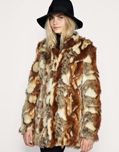 ASOS Patchwork Faux Fur Coat