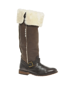 Carvela Wander Flat Knee High Boot With Fur Top