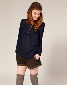 ASOS Button Front Bib Smock Top