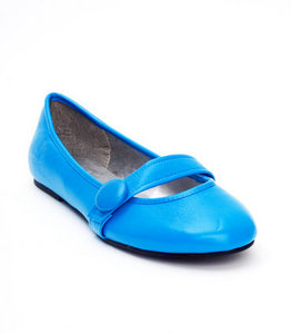 Ocean Blue Button Strap Ballet Pumps