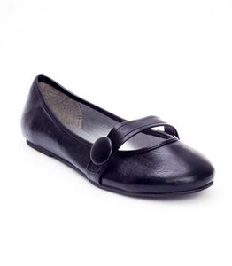 Black Button Strap Ballet Pumps