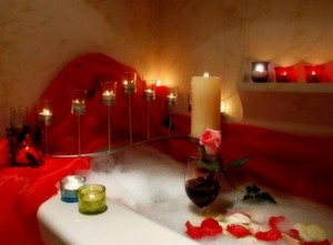Taking bath with Roses, Candles, Romantic Music