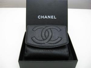 Chanel Black Caviar Leather Wallet Purse